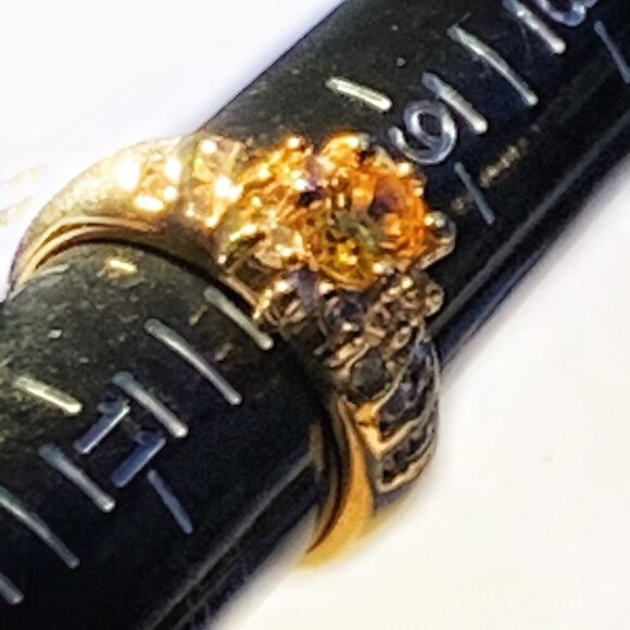Vintage faux citrine cz large 1980’s huge cocktail ring gold plate size 10 - Picture 3 of 11